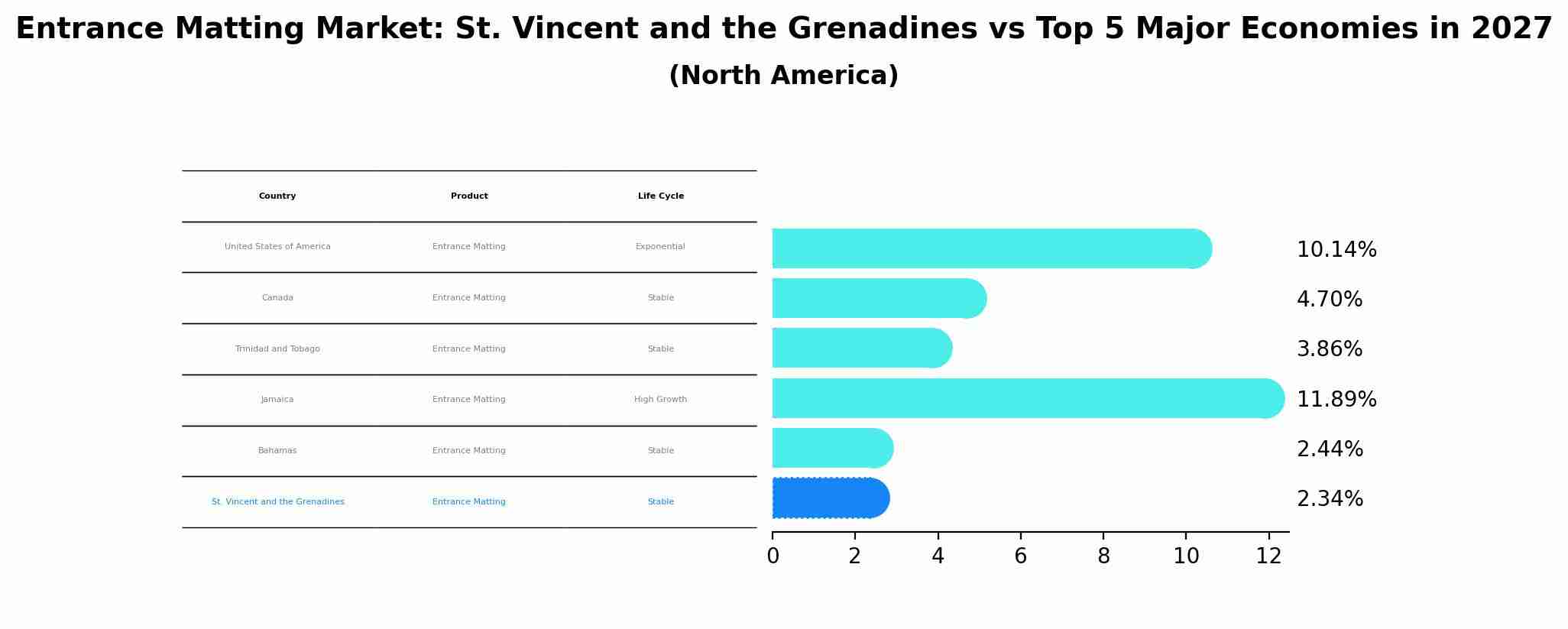 Entrance Matting Market: St. Vincent and the Grenadines vs Top 5 Major Economies in 2027 (North America)